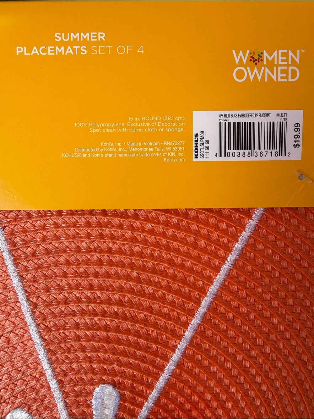 Celebrate Together Set of 4 Citrus Placemats - Picture 6 of 6